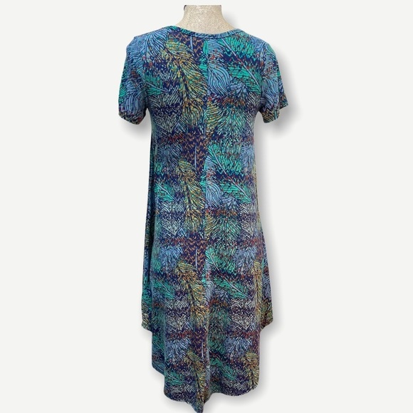 Lularoe feather print hi‎ low carly dress xxs - Picture 5 of 6